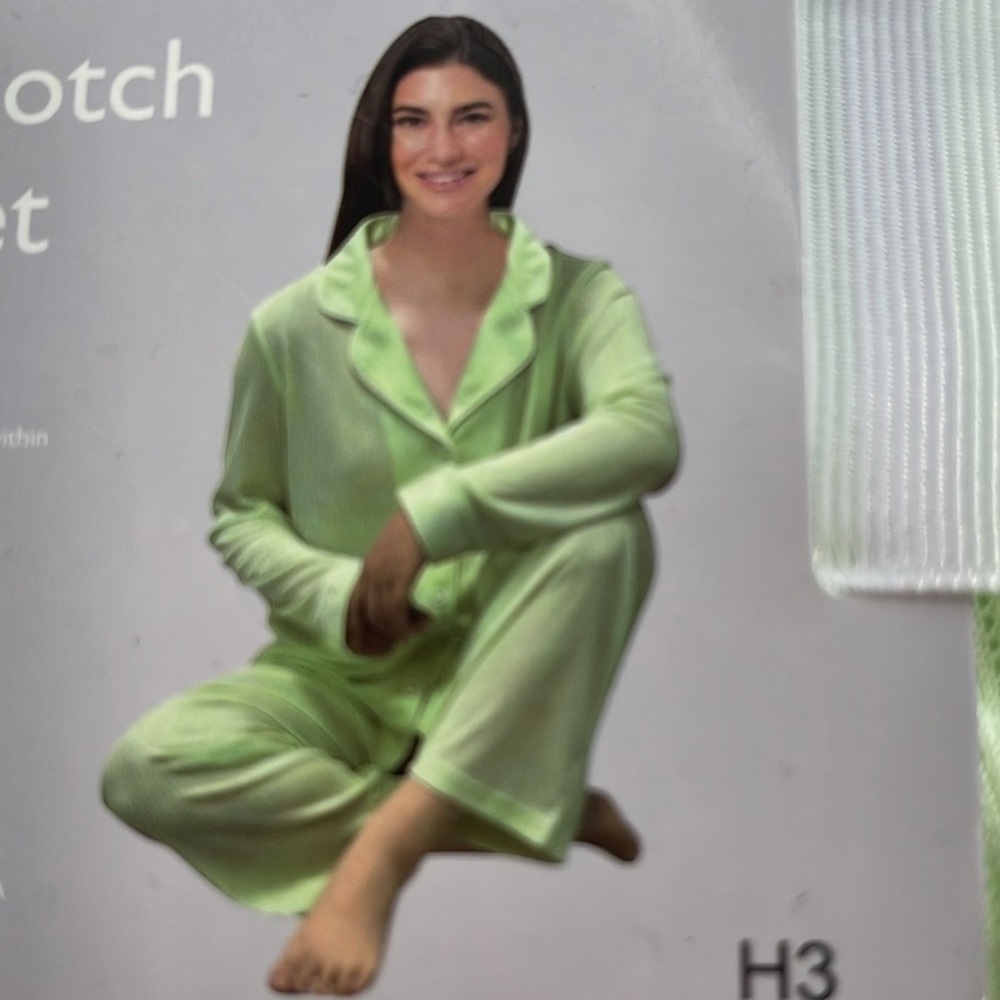NEW Pointelle Notch Collar Pajama 2 Pieces Set PLUS Size